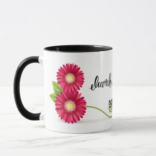 Gerbera Blume und Butterfly Tasse (Links)