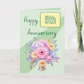 Gerbera-Blume zum 5. Jubiläum grün Karte (Vorderseite)