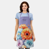 Gerbera-Blumen benutzerdefinierter Text lila Schürze (Getragen)