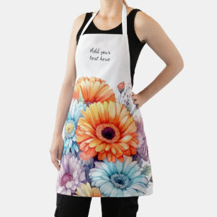Gerbera-Blumen benutzerdefinierter Text weiß Schürze