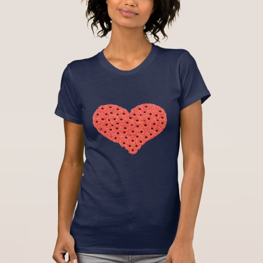 Gerbera-Blumen-Herz-Blau-T - Shirt (Vorderseite)