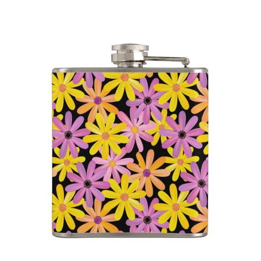 Gerbera-Blumen Muster, Hintergrund Flachmann (Rückseite)