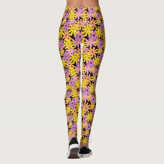 Gerbera-Blumen Muster, Hintergrund Leggings (Rückseite)