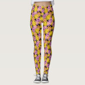 Gerbera-Blumen Muster, Hintergrund Leggings (Vorderseite)