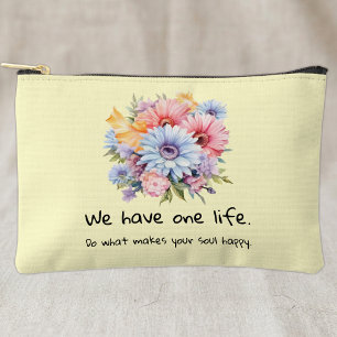 Gerbera-Blumen positive Worte gelb Zubehörtasche