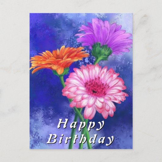 Gerbera Daisies Birthday Cards Postkarte (Vorderseite)