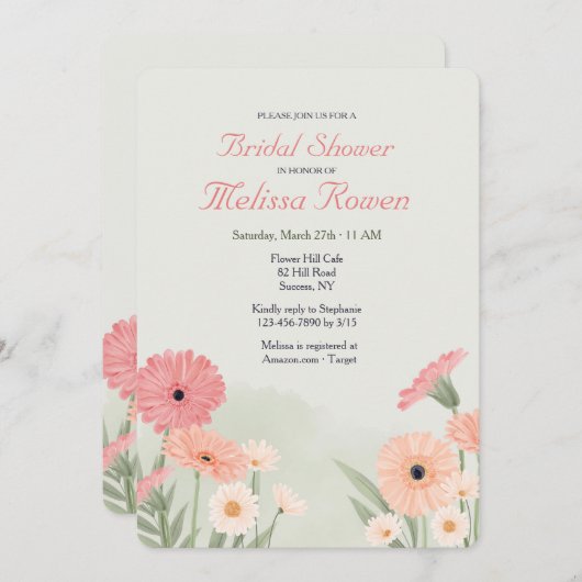 Gerbera Daisies Einladung (Vorne/Hinten)