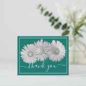 Gerbera Daisies Green Hintergrund Vielen Dank Postkarte (Stehend Vorderseite)