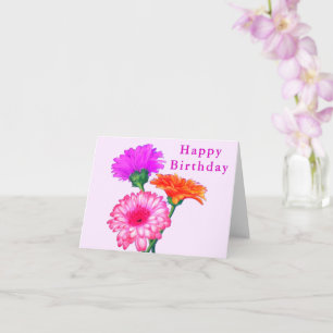 Gerbera Daisies Happy Birthday Card Karte