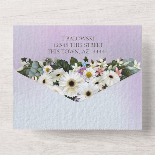 Gerbera Daisies Swag Wedding All In One Einladung (Rückseite)