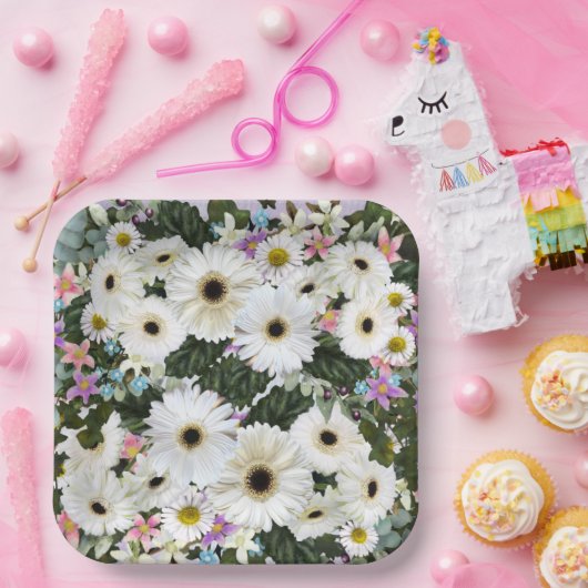 Gerbera Daisies Swag Wedding Paper Plate Pappteller (Party)