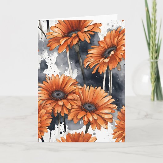 Gerbera-Daisy - Aquarellblumen Karte (Vorderseite)