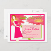 Gerbera Daisy Baby Shower Invite Einladungspostkarte (Vorne/Hinten)