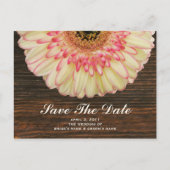 Gerbera Daisy & Barnwood Save the Date Postcard Ankündigungspostkarte (Vorderseite)