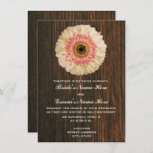 Gerbera Daisy & Barnwood Wedding Einladung (Vorne/Hinten)