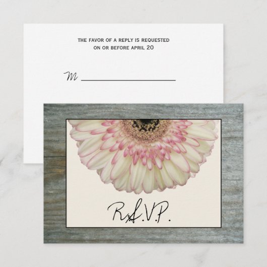 Gerbera Daisy & Barnwood Wedding RSVP Karte (Vorne/Hinten)