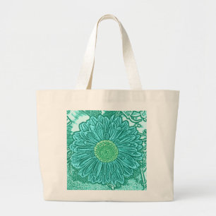 Gerbera Daisy Block Print - Aquarelle Jumbo Stoffbeutel
