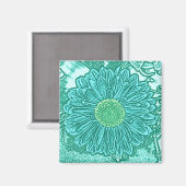 Gerbera Daisy Block Print - Aquarelle Magnet (Vorderseite/Rückseite)