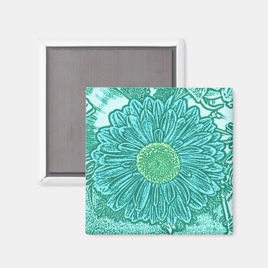 Gerbera Daisy Block Print - Aquarelle Magnet (Vorderseite/Rückseite)