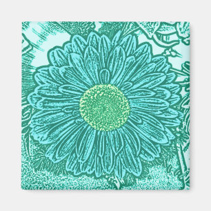 Gerbera Daisy Block Print - Aquarelle Magnet