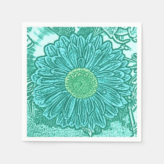 Gerbera Daisy Block Print - Aquarelle Serviette (Vorderseite)
