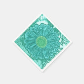 Gerbera Daisy Block Print - Aquarelle Serviette (Ecke)