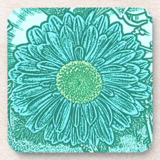 Gerbera Daisy Block Print - Aquarelle Untersetzer (Vorderseite)