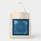 Gerbera Daisy Block Print, Cerulean Blue Tragetasche (Vorne)