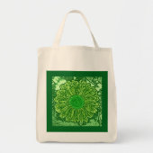 Gerbera Daisy Block Print, Emerald Green Tragetasche (Vorne)