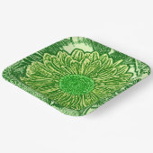 Gerbera Daisy Block Print, Emerald & Lime Green Pappteller (Gewinkelt)