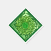 Gerbera Daisy Block Print, Emerald & Lime Green Serviette (Ecke)