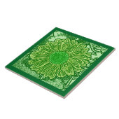 Gerbera Daisy Block Print, Emerald und Lime Green Fliese (Seite)