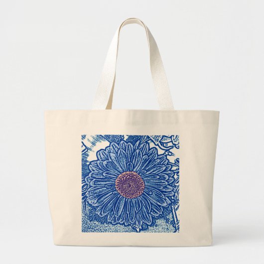 Gerbera Daisy Block Print - Kobalt blau Jumbo Stoffbeutel (Vorne)