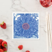 Gerbera Daisy Block Print - Kobalt blau Serviette (Beispiel)