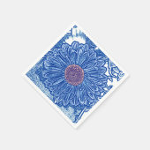 Gerbera Daisy Block Print - Kobalt blau Serviette (Ecke)