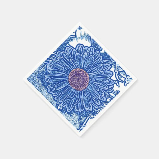 Gerbera Daisy Block Print - Kobalt blau Serviette (Ecke)