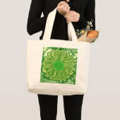 Gerbera Daisy Block Print - Limettengrün Jumbo Stoffbeutel (Vorderseite (Produkt))
