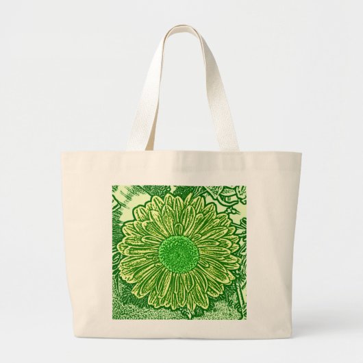 Gerbera Daisy Block Print - Limettengrün Jumbo Stoffbeutel (Vorne)