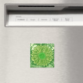 Gerbera Daisy Block Print - Limettengrün Magnet (In Situ (Geschirrspüler))