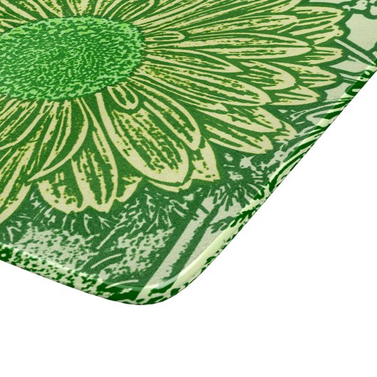 Gerbera Daisy Block Print - Limettengrün Schneidebrett (Ecke)