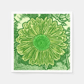 Gerbera Daisy Block Print - Limettengrün Serviette (Vorderseite)