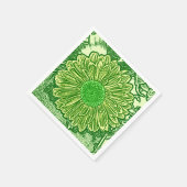 Gerbera Daisy Block Print - Limettengrün Serviette (Ecke)