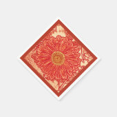 Gerbera Daisy Block Print, Mandarin Orange Serviette (Ecke)