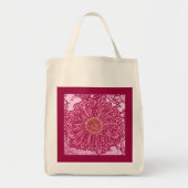 Gerbera Daisy Block Print, Maroon und Pink Tragetasche (Vorne)