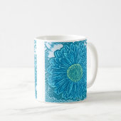 Gerbera Daisy Block Print - Meerblau Kaffeetasse (VorderseiteRechts)