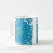 Gerbera Daisy Block Print - Meerblau Kaffeetasse (Vorderseite Links)