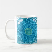 Gerbera Daisy Block Print - Meerblau Kaffeetasse (Links)