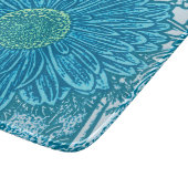 Gerbera Daisy Block Print - Meerblau Schneidebrett (Ecke)