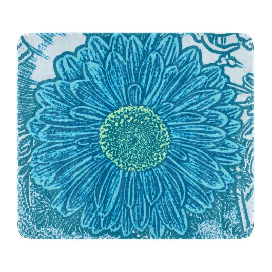 Gerbera Daisy Block Print - Meerblau Schneidebrett (Vorderseite)
