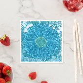 Gerbera Daisy Block Print - Meerblau Serviette (Beispiel)